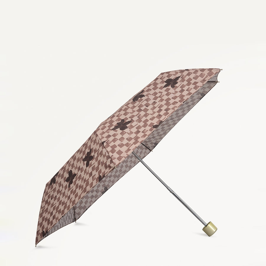 Check Fabric Responsible Umbrella in Stone - 111366