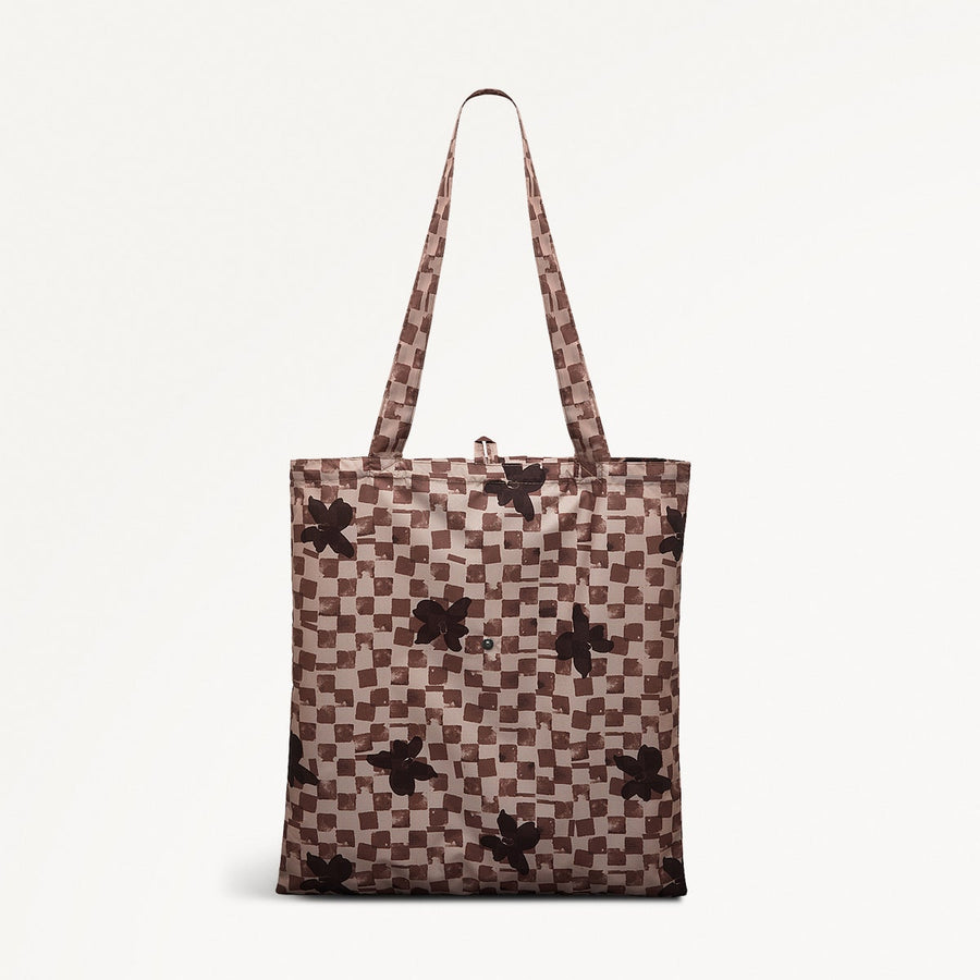 Check Fabric Responsible Foldaway in Stone - 111367