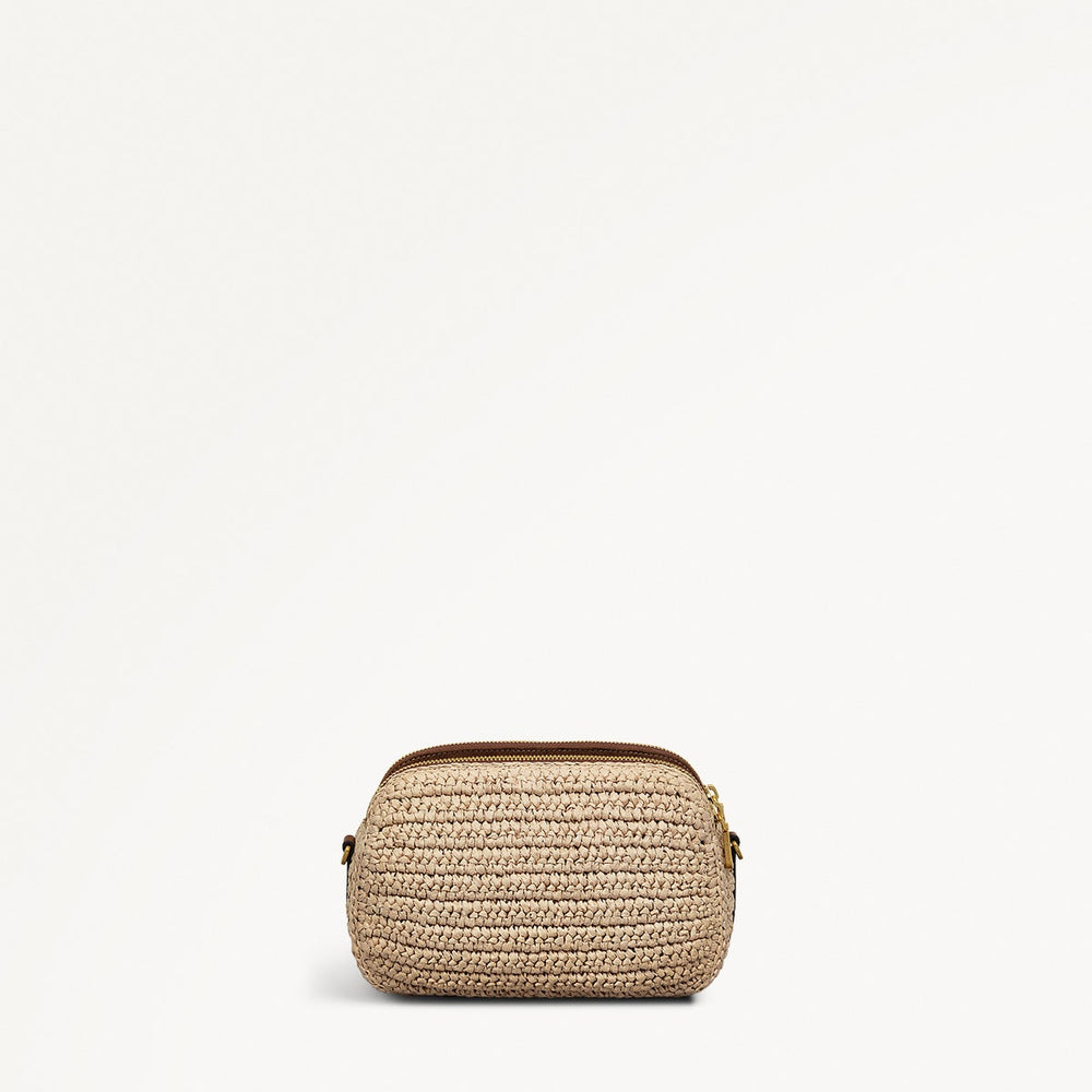 Dukes Place Leather Medium Ziptop Cross Body Bag in Natural - 111374