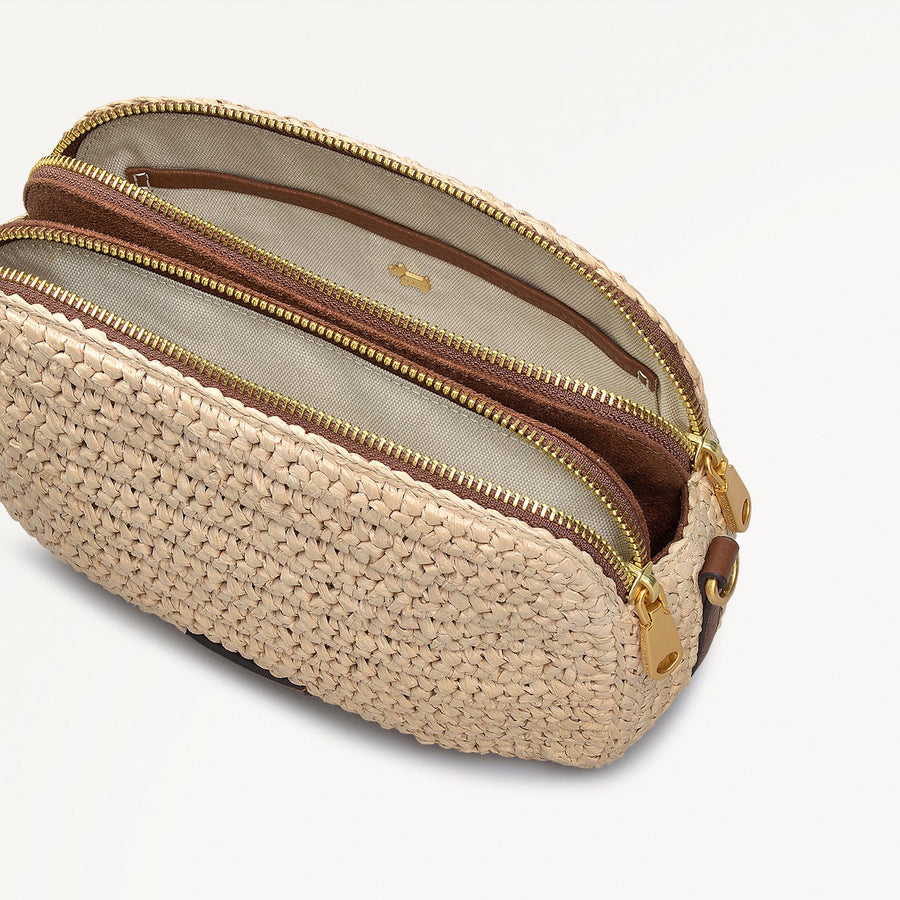 Dukes Place Leather Medium Ziptop Cross Body Bag in Natural - 111374