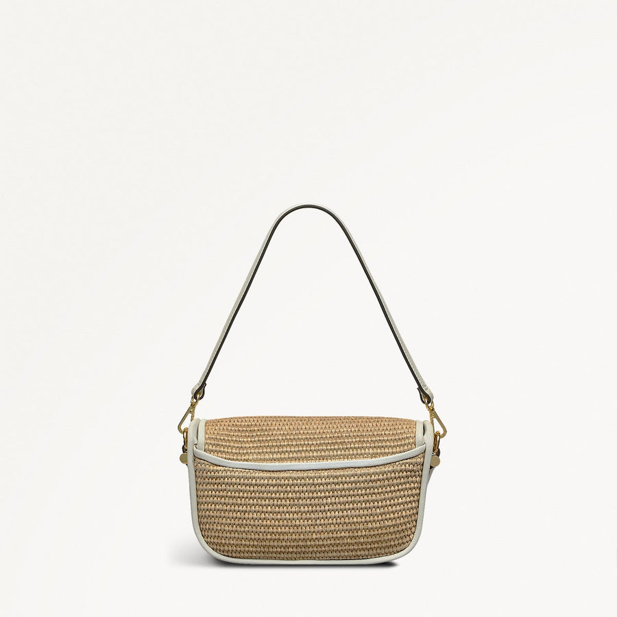 Bathurst Mews Leather Small Flapover Cross Body Bag in Natural - 111376