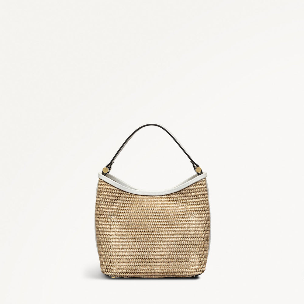 Bathurst Mews Leather Small Open Top Grab Bag in Natural - 111377
