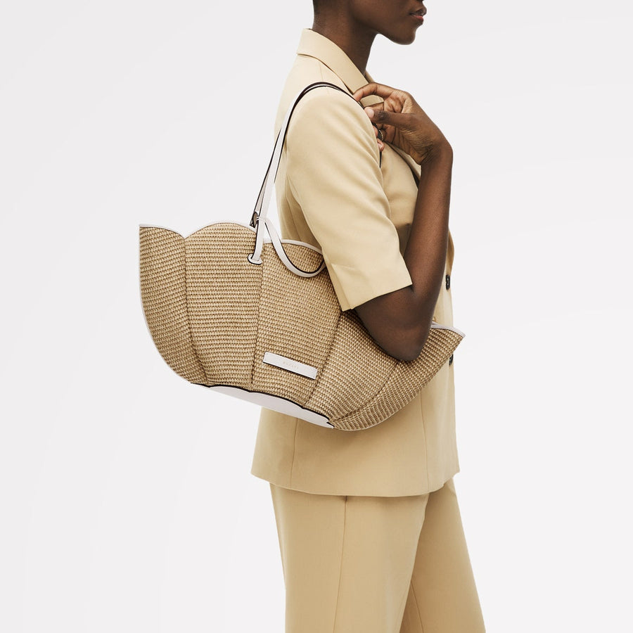 The Lily Fabric Large Open Top Tote Bag in Natural - 111378