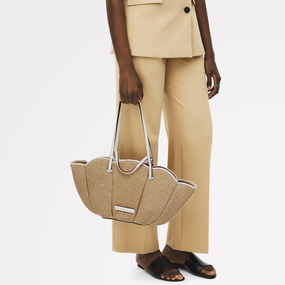 The Lily Fabric Large Open Top Tote Bag in Natural - 111378