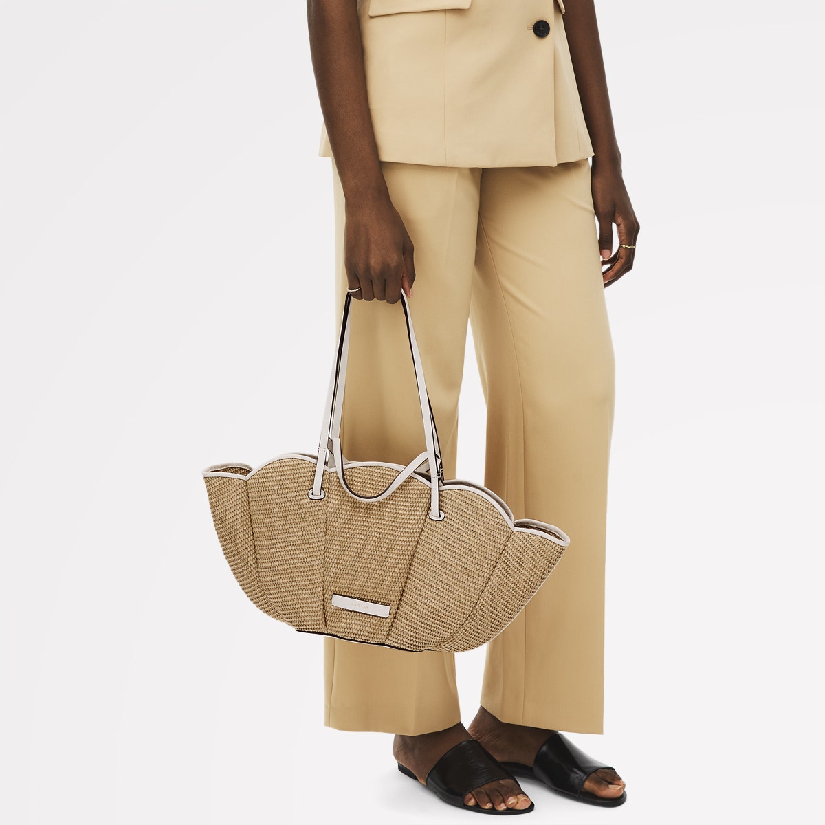 The Lily Fabric Large Open Top Tote Bag in Natural - 111378