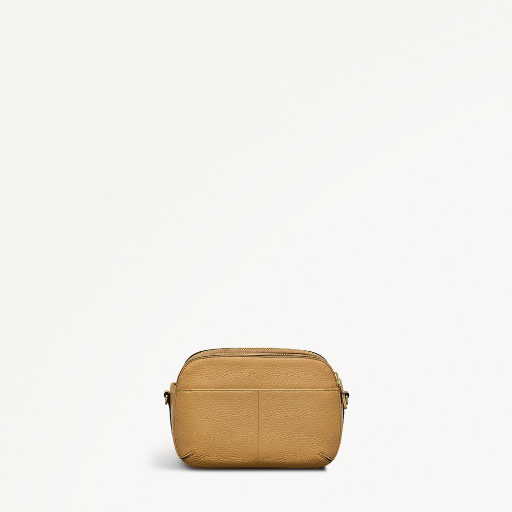 Dukes Place Leather Medium Ziptop Cross Body Bag in Pecan - 111380