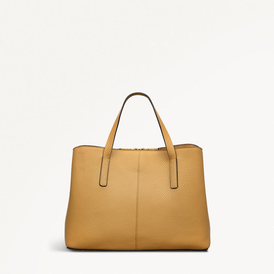 Dukes Place Leather Medium Ziptop Grab Bag in Pecan - 111382