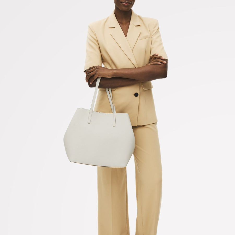 Dukes Place Leather Large Open Top Tote Bag in Chalk - 111384