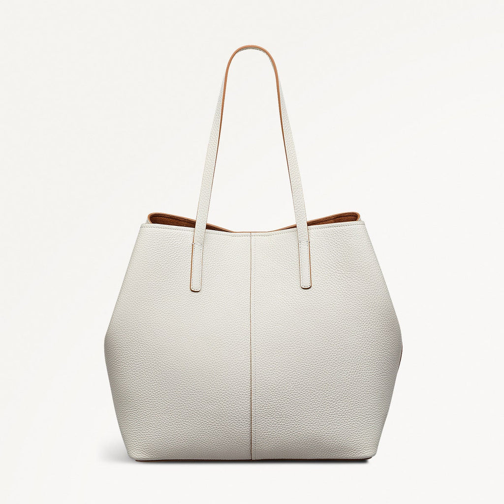Dukes Place Leather Large Open Top Tote Bag in Chalk - 111384
