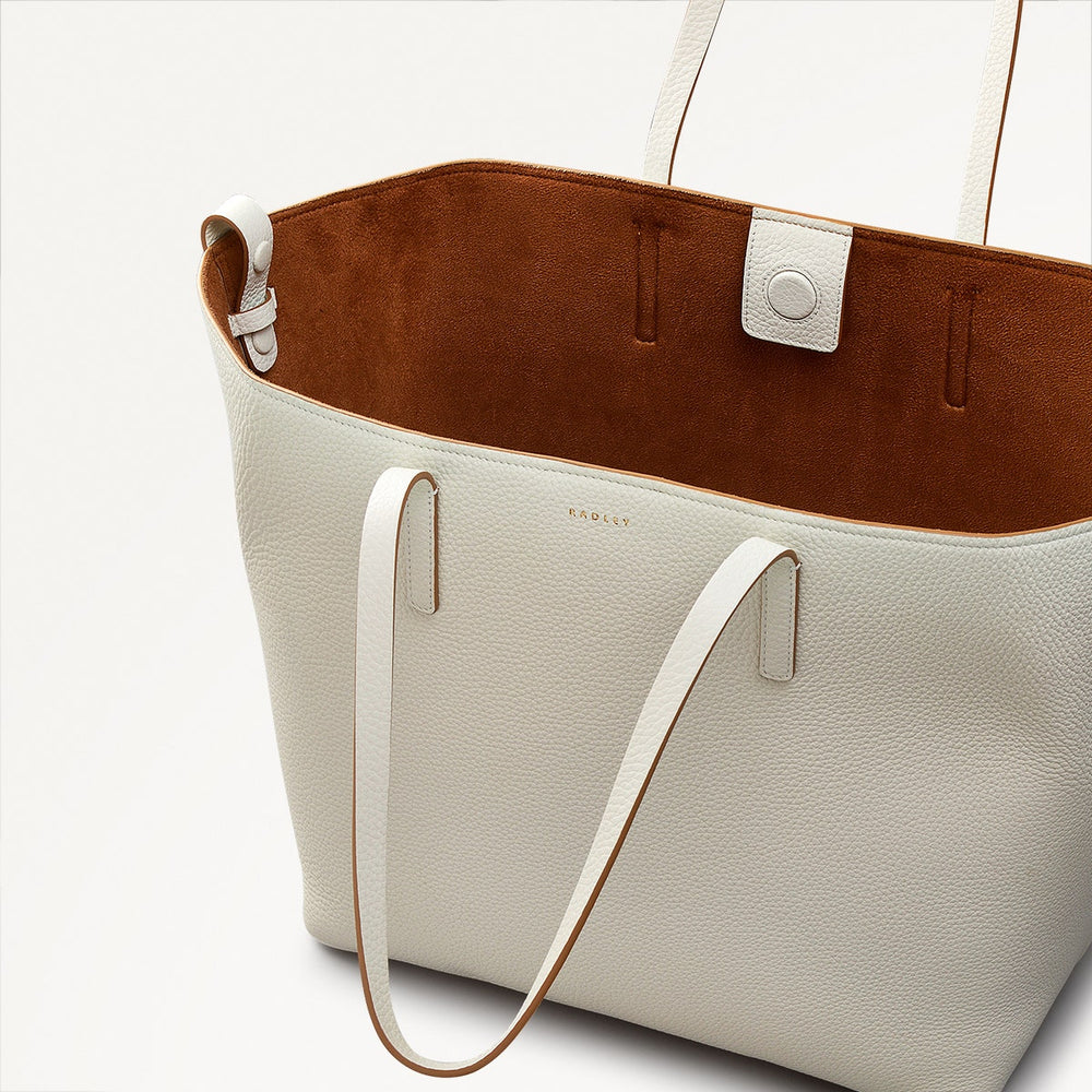 Dukes Place Leather Large Open Top Tote Bag in Chalk - 111384