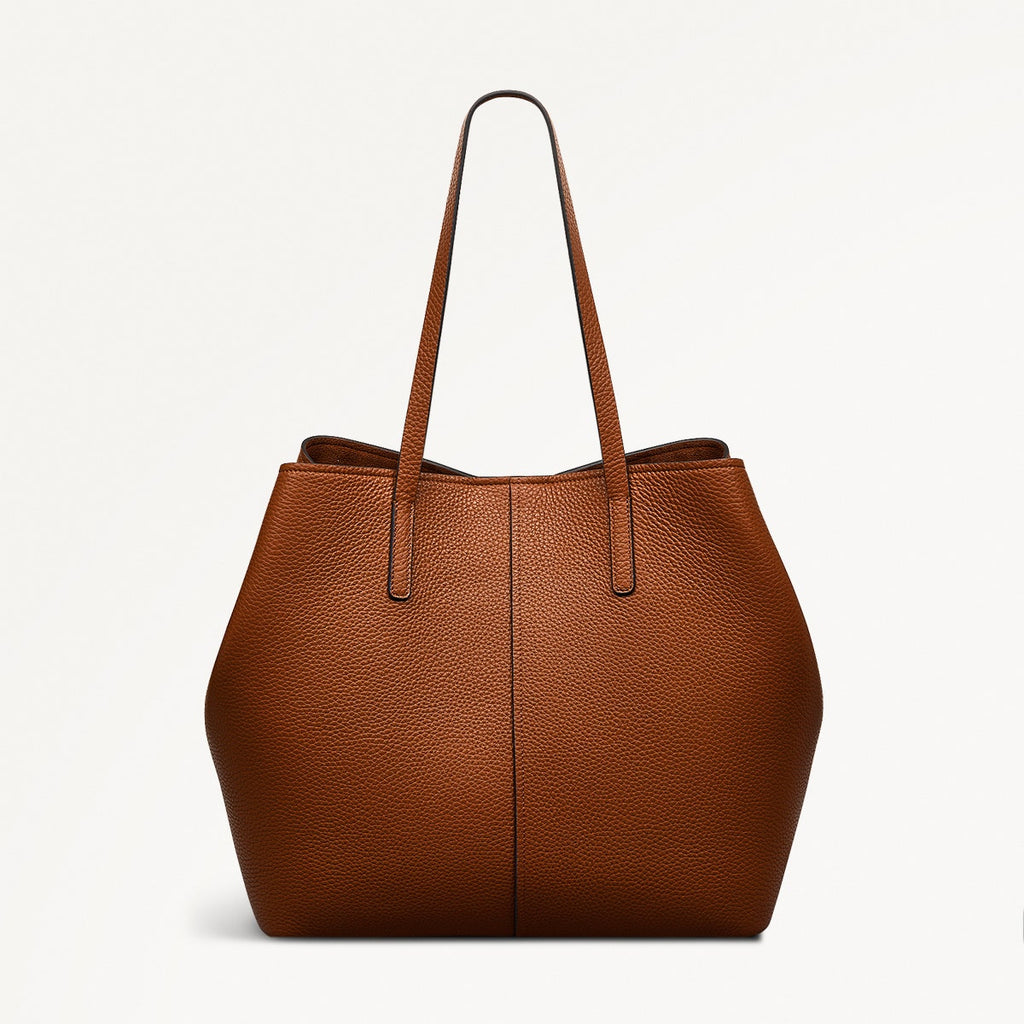 Dukes Place Leather Large Open Top Tote Bag in Saddle - 111385