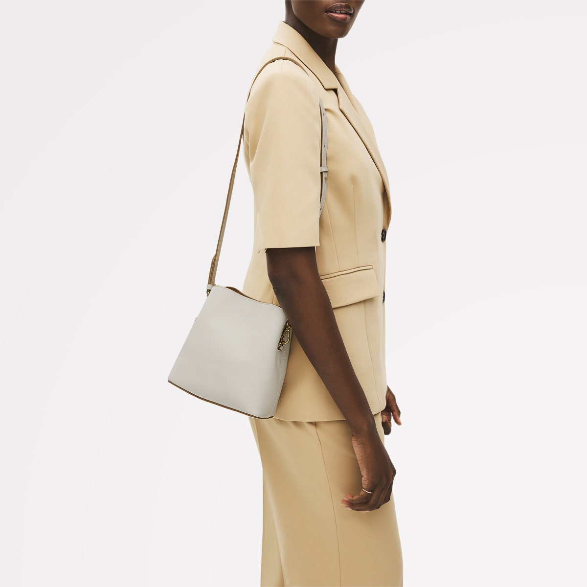 Dukes Place Leather Small Compartment Cross Body Bag in Chalk - 111386