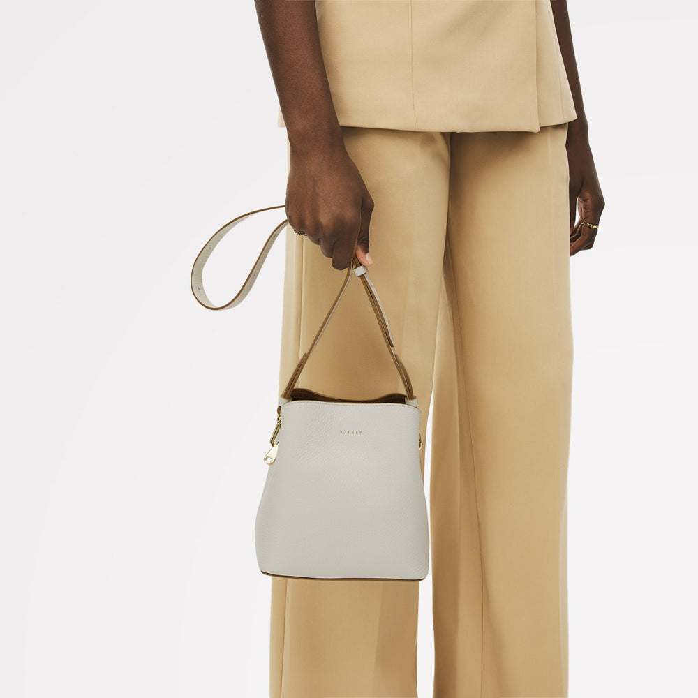 Dukes Place Leather Small Compartment Cross Body Bag in Chalk - 111386