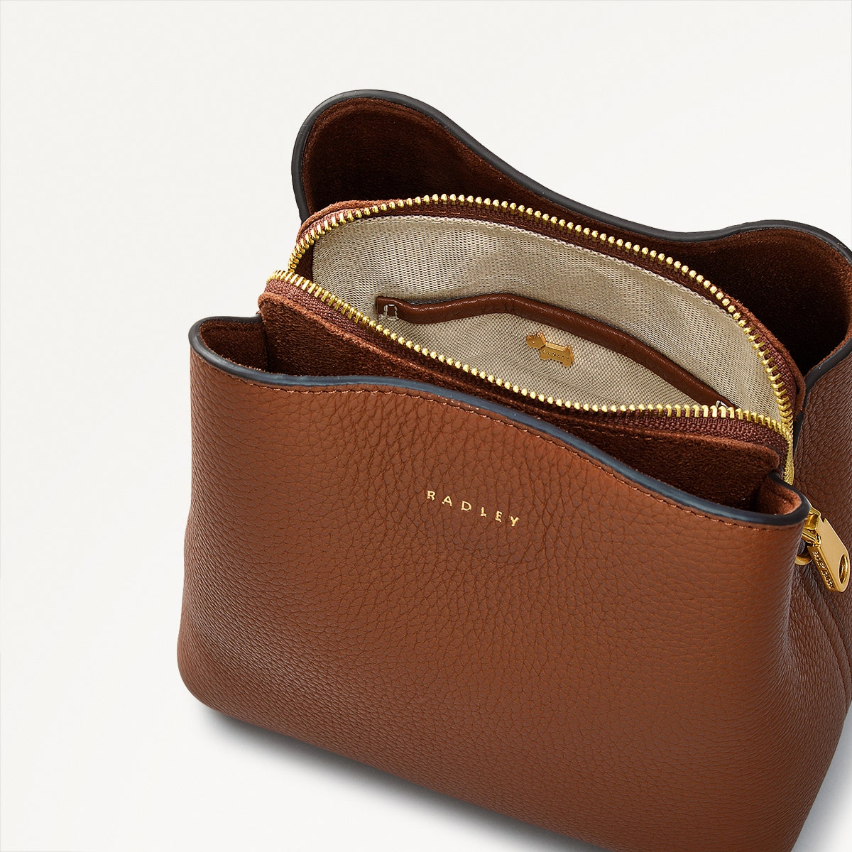 Dukes Place Leather Small Compartment Cross Body Bag in Saddle - 111387