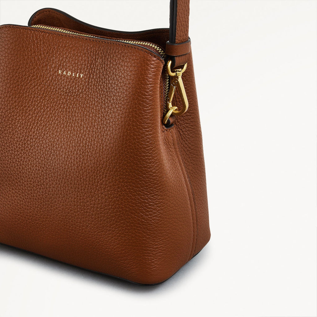 Dukes Place Leather Small Compartment Cross Body Bag in Saddle - 111387