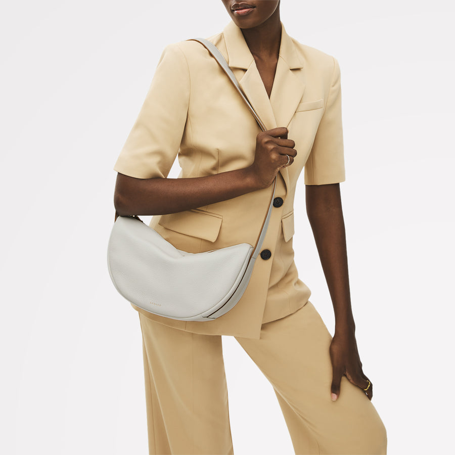 Dukes Place Leather Medium Ziptop Sling Bag in Chalk - 111388