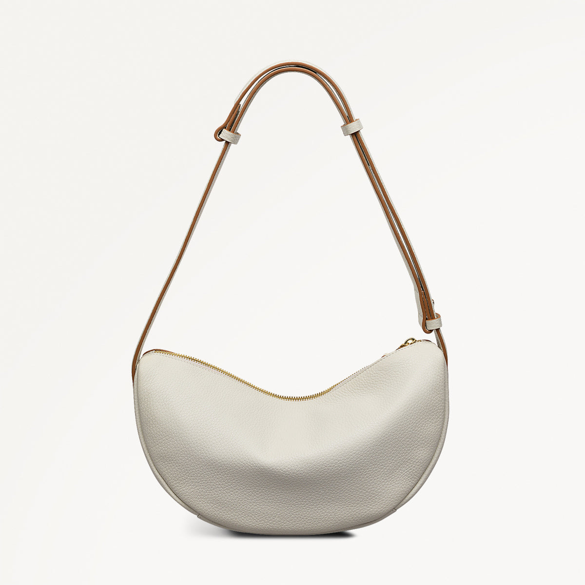 Dukes Place Leather Medium Ziptop Sling Bag in Chalk - 111388