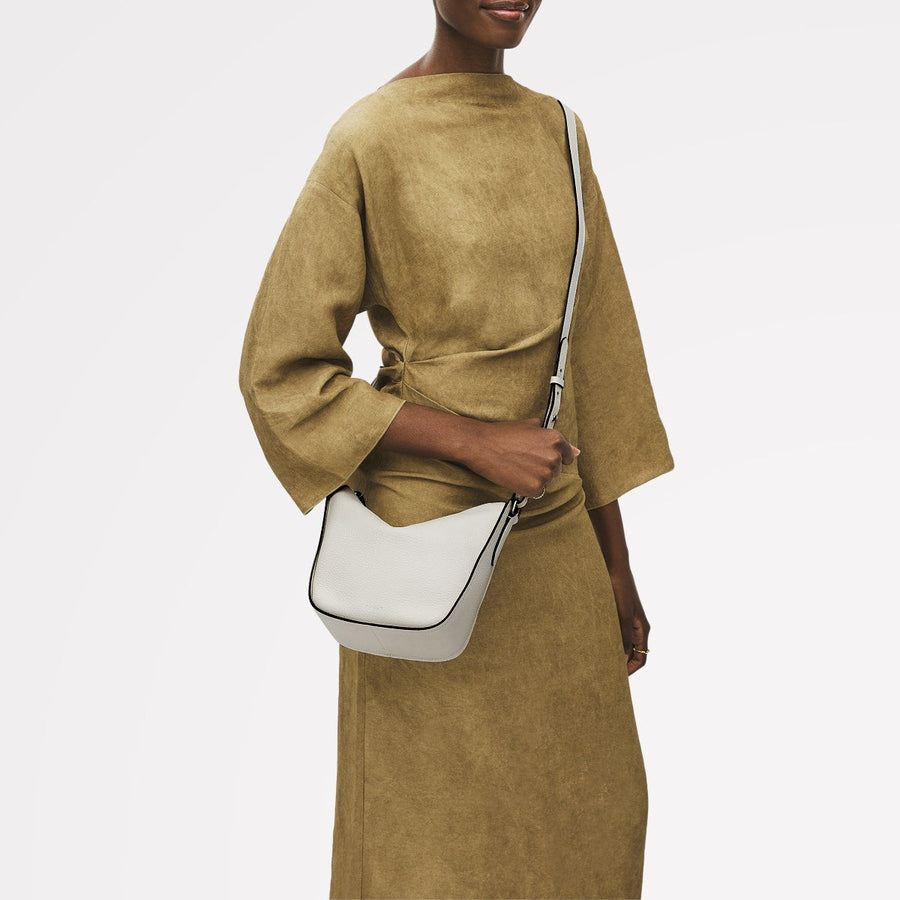 Oak Street Leather Small Ziptop Cross Body Bag in Chalk - 111390