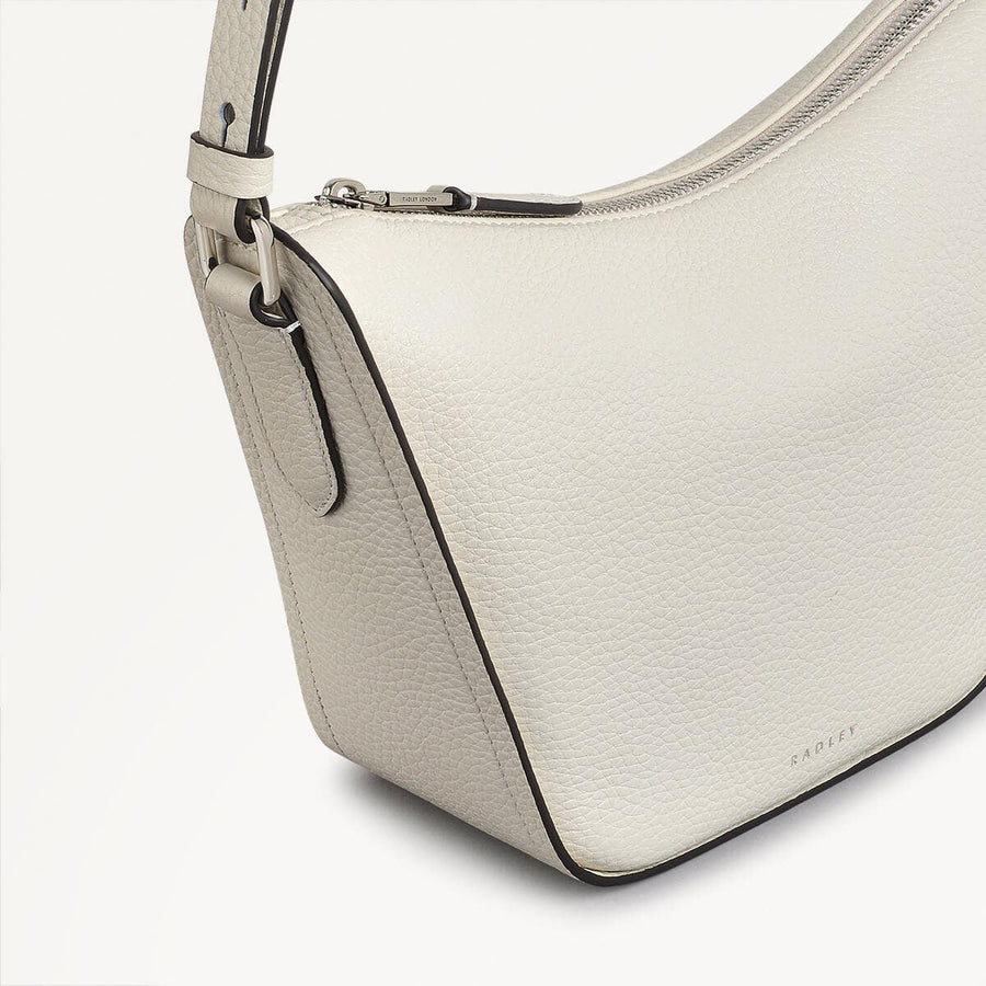 Oak Street Leather Small Ziptop Cross Body Bag in Chalk - 111390