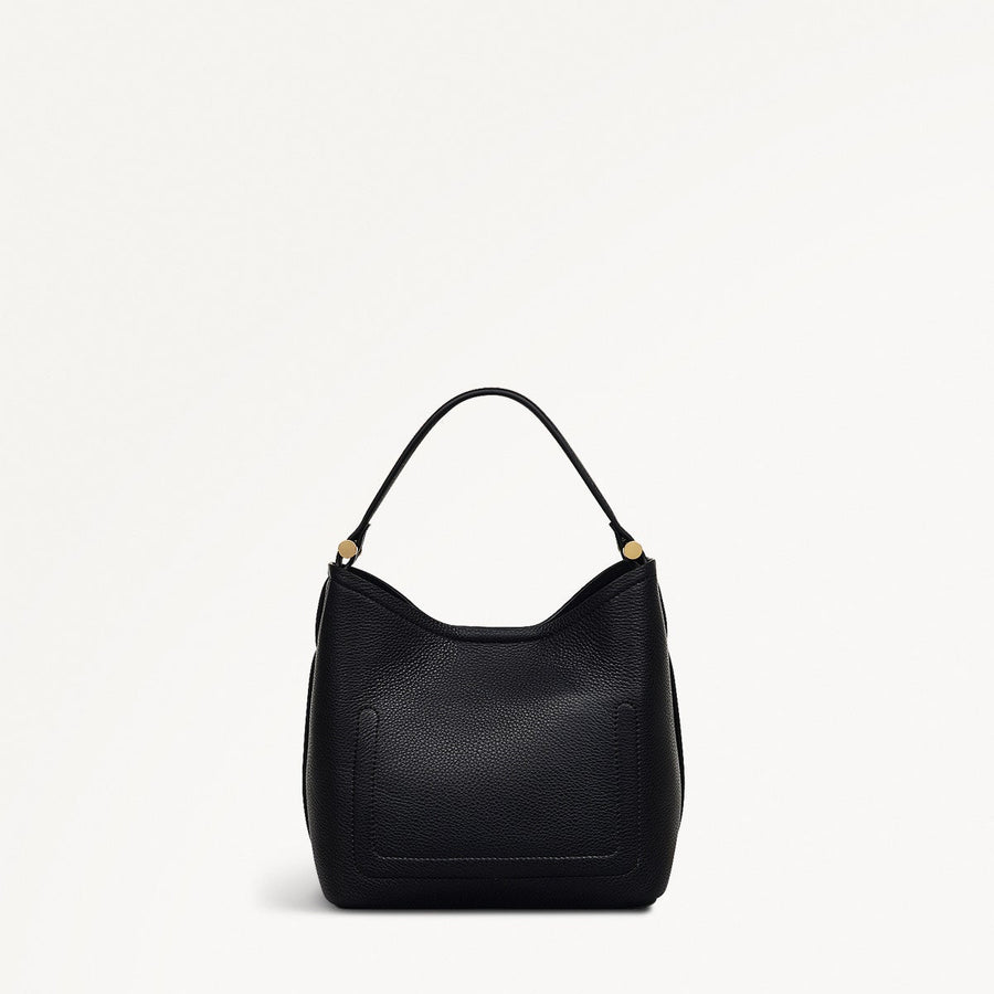 Bathurst Mews Leather Small Open Top Grab Bag in Black - 111394