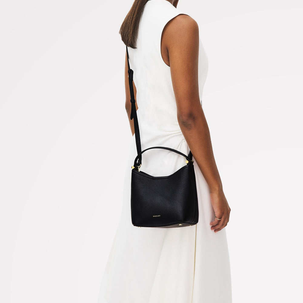 Bathurst Mews Leather Small Open Top Grab Bag in Black - 111394