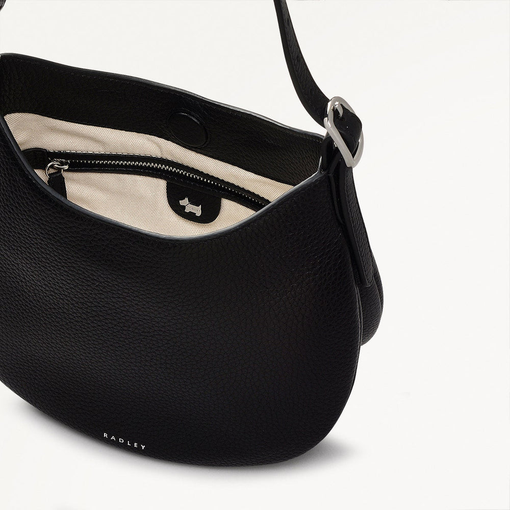 Kensington Place Leather Small Open Top Shoulder Bag in Black - 111396
