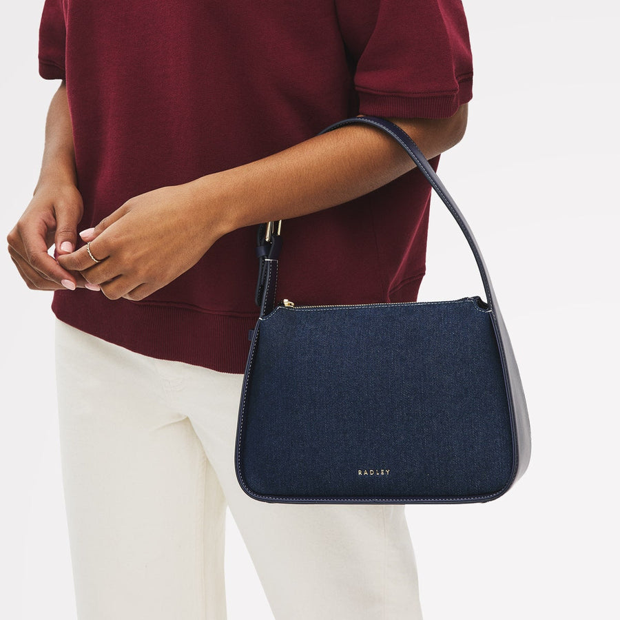 Westwell Lane Leather Small Ziptop Grab Bag in Evenfall - 111404