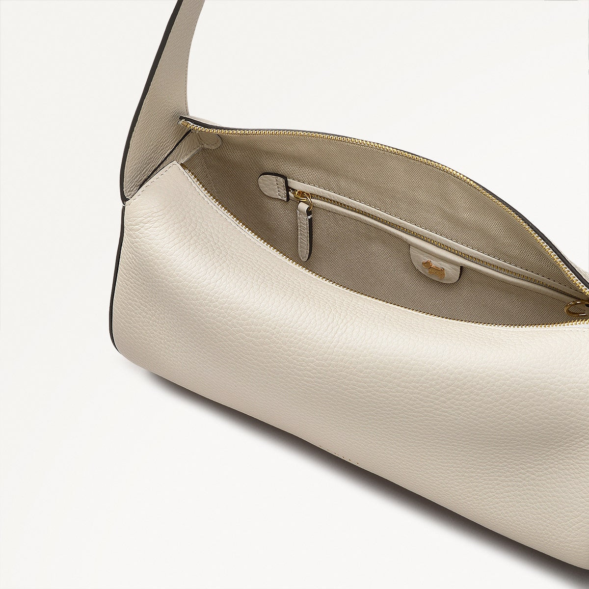 Abbey Mews Leather Small Ziptop Shoulder Bag in Chalk - 111406