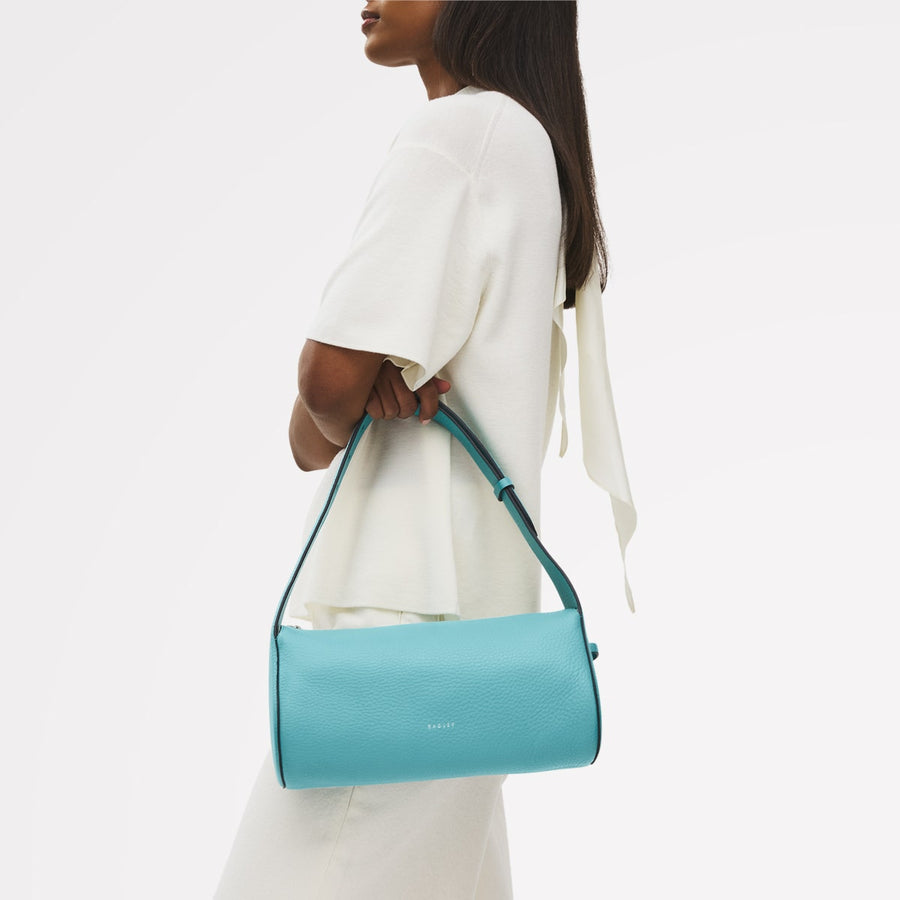 Abbey Mews Leather Small Ziptop Shoulder Bag in Maldives - 111407