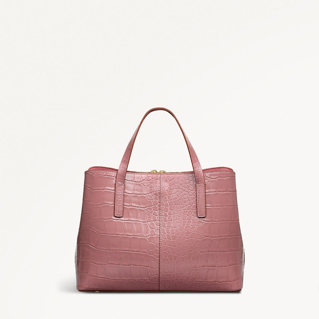 Dukes Place Leather Medium Ziptop Grab Bag in French Rose - 111410