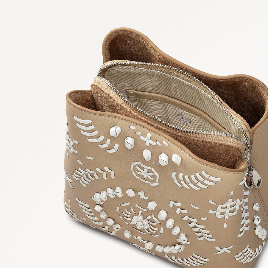 Dukes Place Leather Small Compartment Cross Body Bag in Stone - 111412