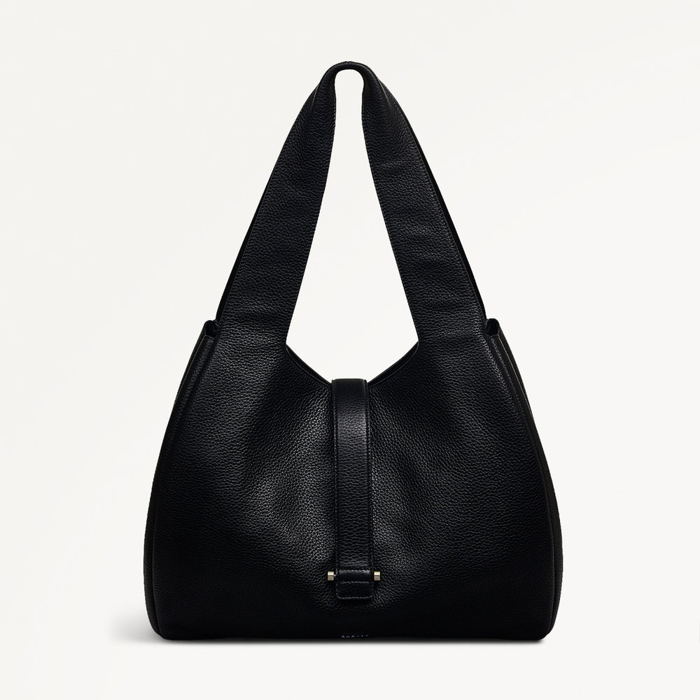 Sloane Street Leather Medium Ziptop Shoulder Bag in Black - 111413
