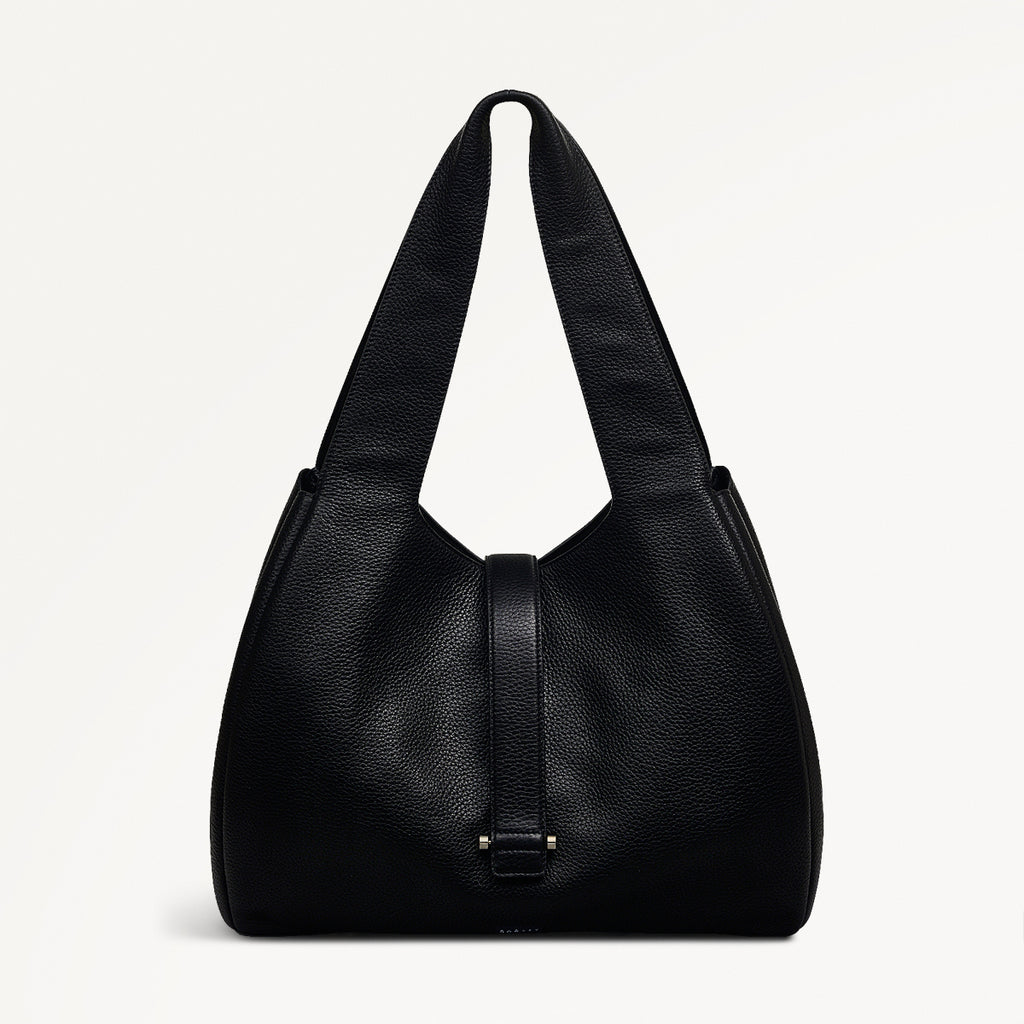 Sloane Street Leather Medium Ziptop Shoulder Bag in Black - 111413
