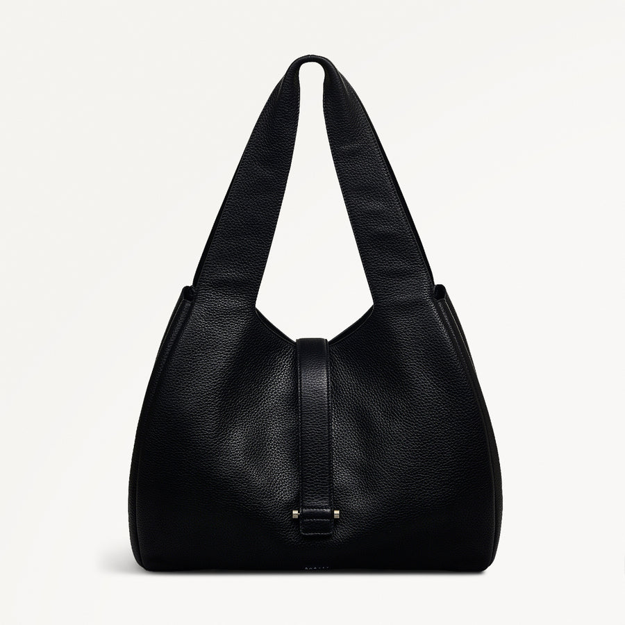 Sloane Street Leather Medium Ziptop Shoulder Bag in Black - 111413