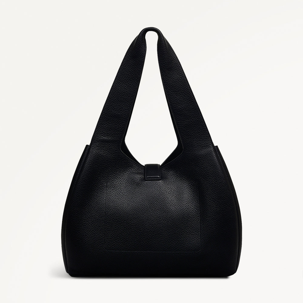 Sloane Street Leather Medium Ziptop Shoulder Bag in Black - 111413