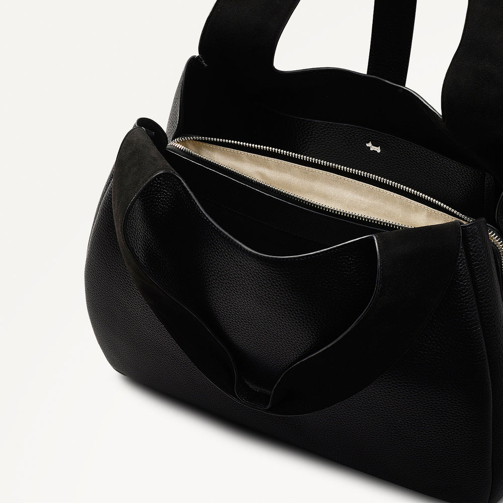 Sloane Street Leather Medium Ziptop Shoulder Bag in Black - 111413