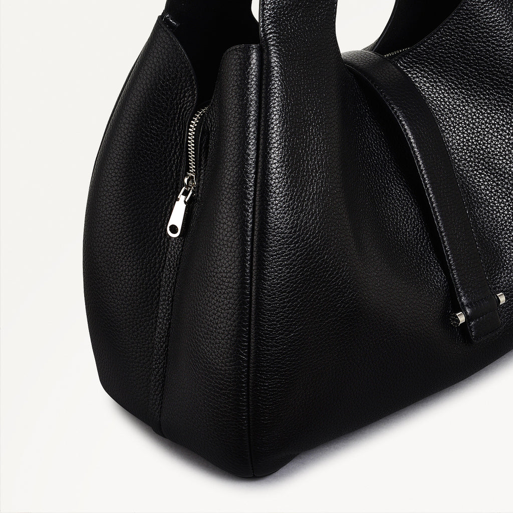 Sloane Street Leather Medium Ziptop Shoulder Bag in Black - 111413
