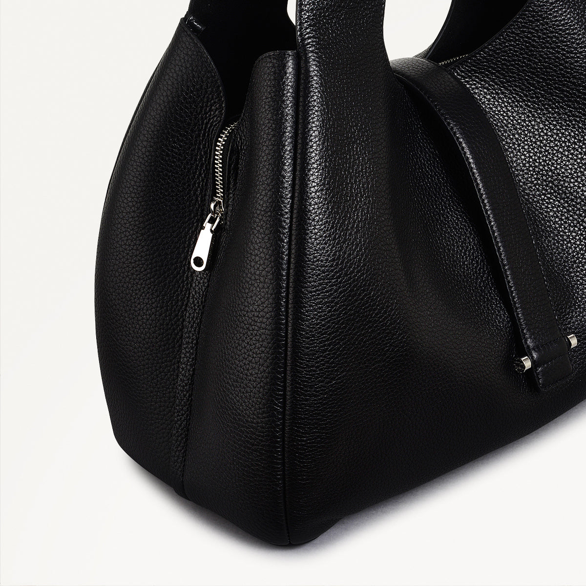 Sloane Street Leather Medium Ziptop Shoulder Bag in Black - 111413