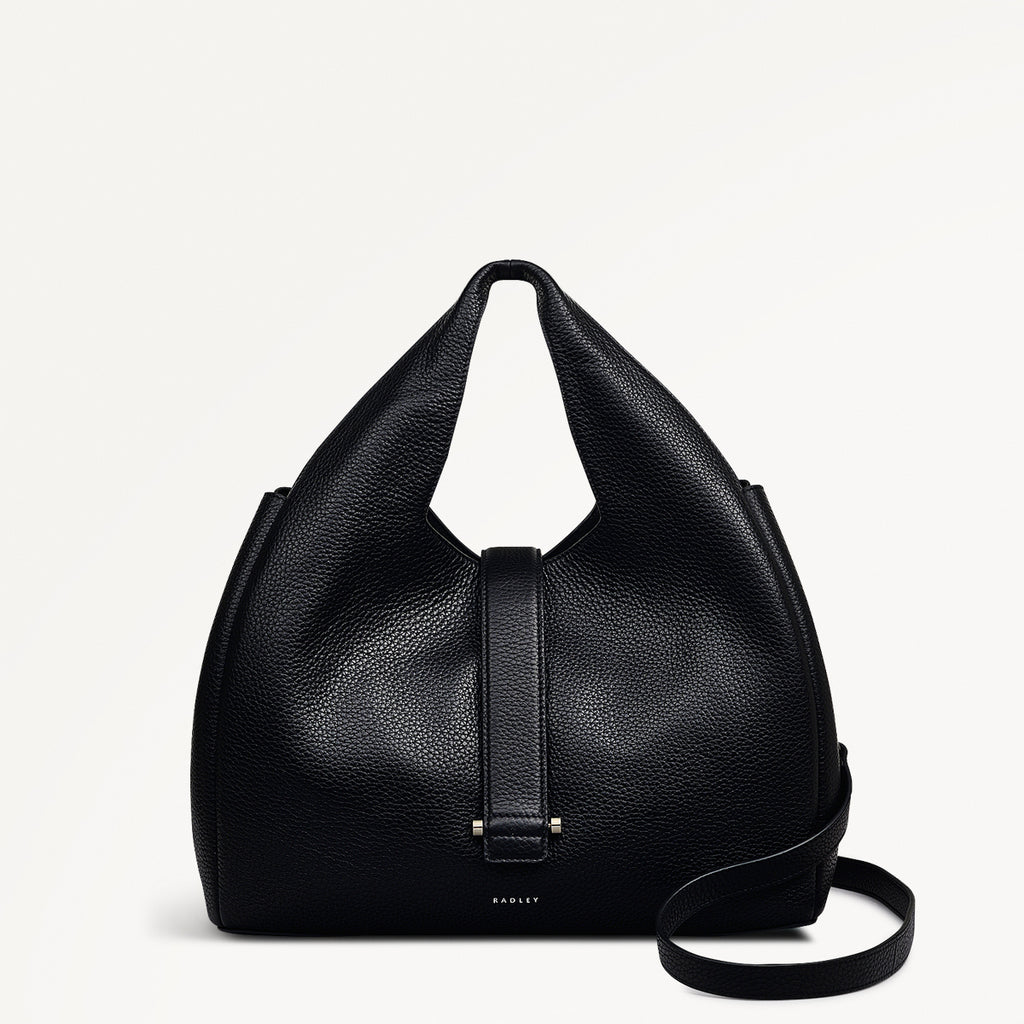 Sloane Street Leather Medium Ziptop Grab Bag in Black - 111341