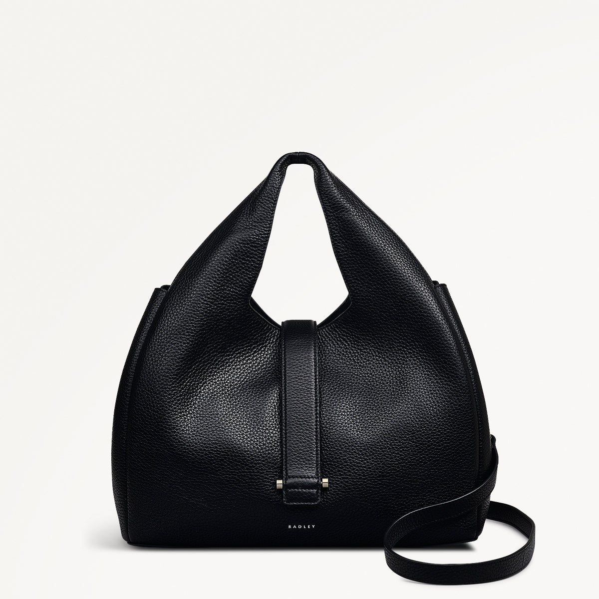 Sloane Street Leather Medium Ziptop Grab Bag in Black - 111341