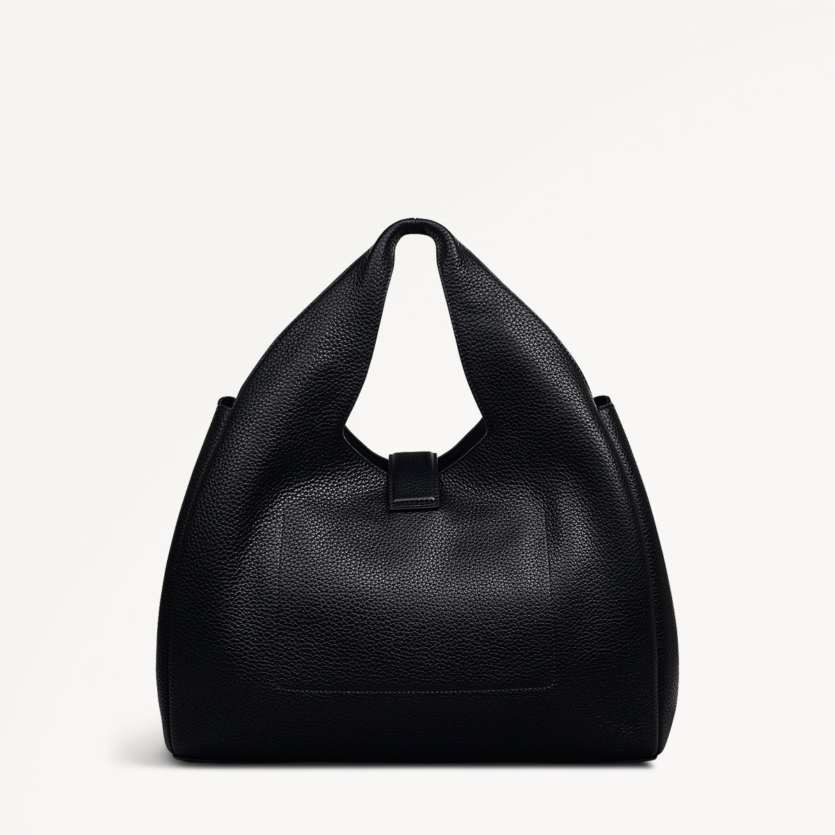 Sloane Street Leather Medium Ziptop Grab Bag in Black - 111415