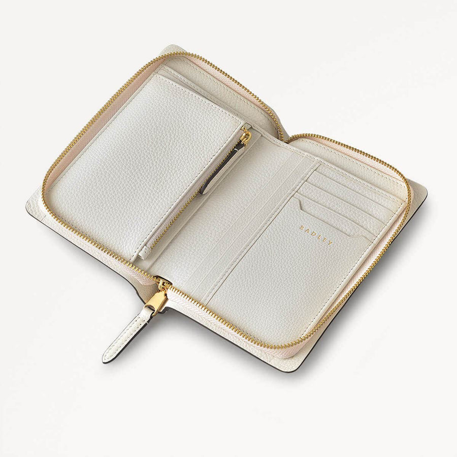 The Chancery Leather Medium Zip Around Wallet in Chalk - 111418