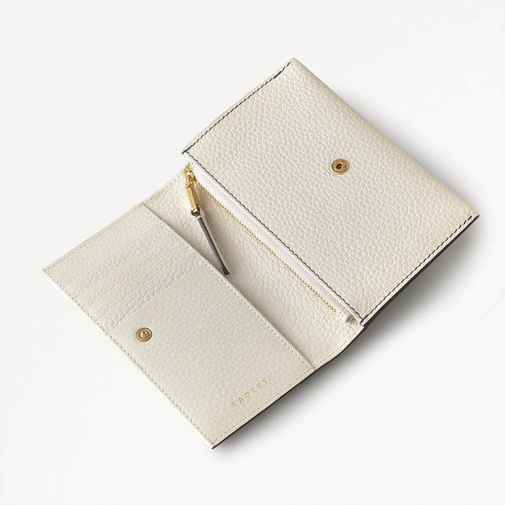 Cut Out Floral Leather Medium Flapover Wallet in Chalk - 111422