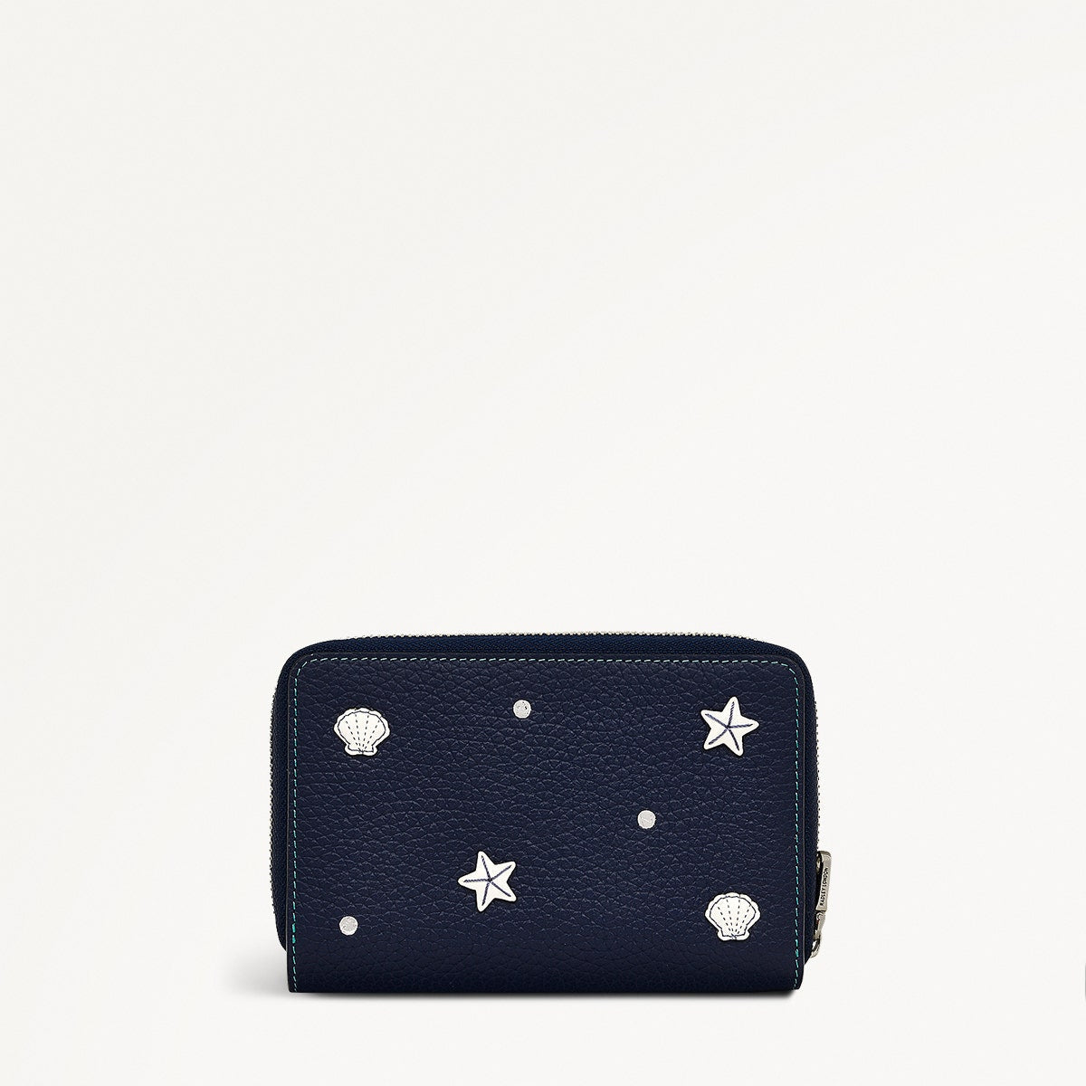 Starfish And Seashells Leather Medium Zip Around Wallet in Maldives - 111425