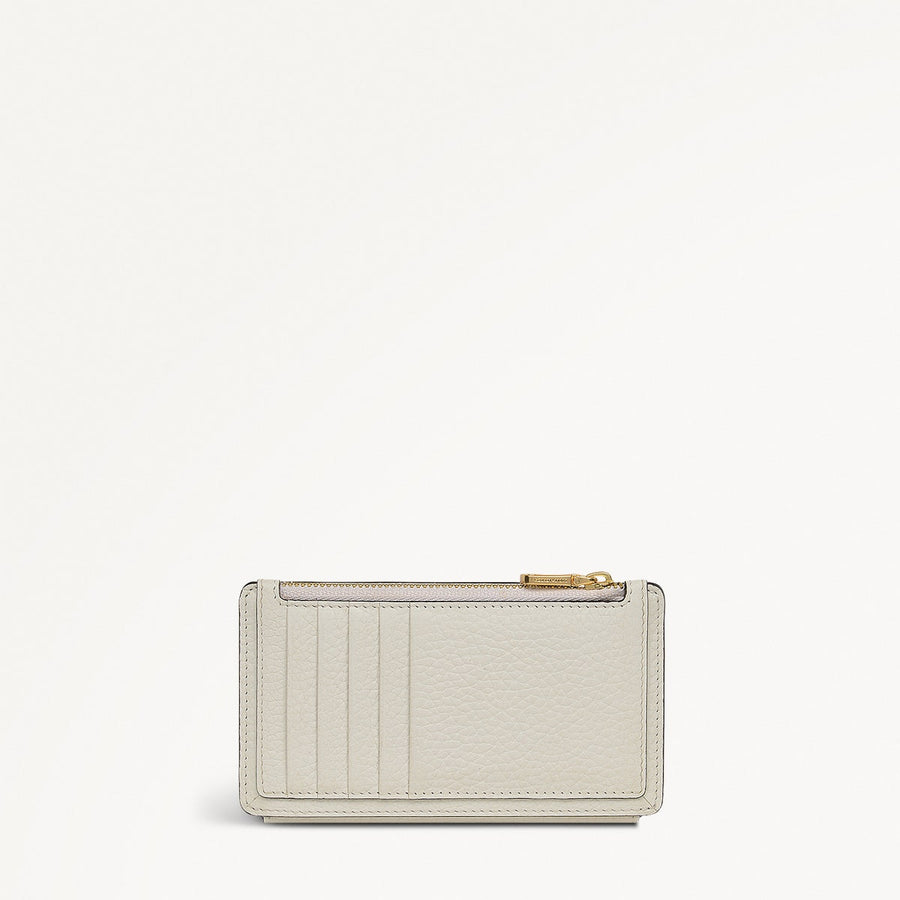 Coin Street Leather Medium Ziptop Wallet in Chalk - 111428