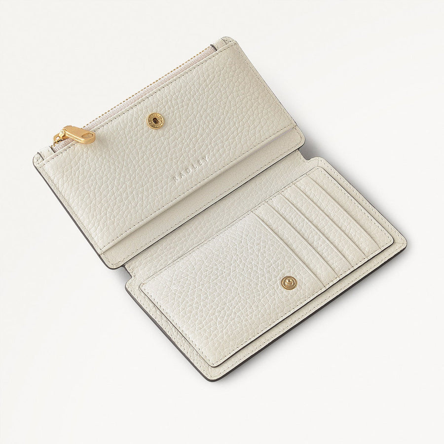 Coin Street Leather Medium Ziptop Wallet in Chalk - 111428