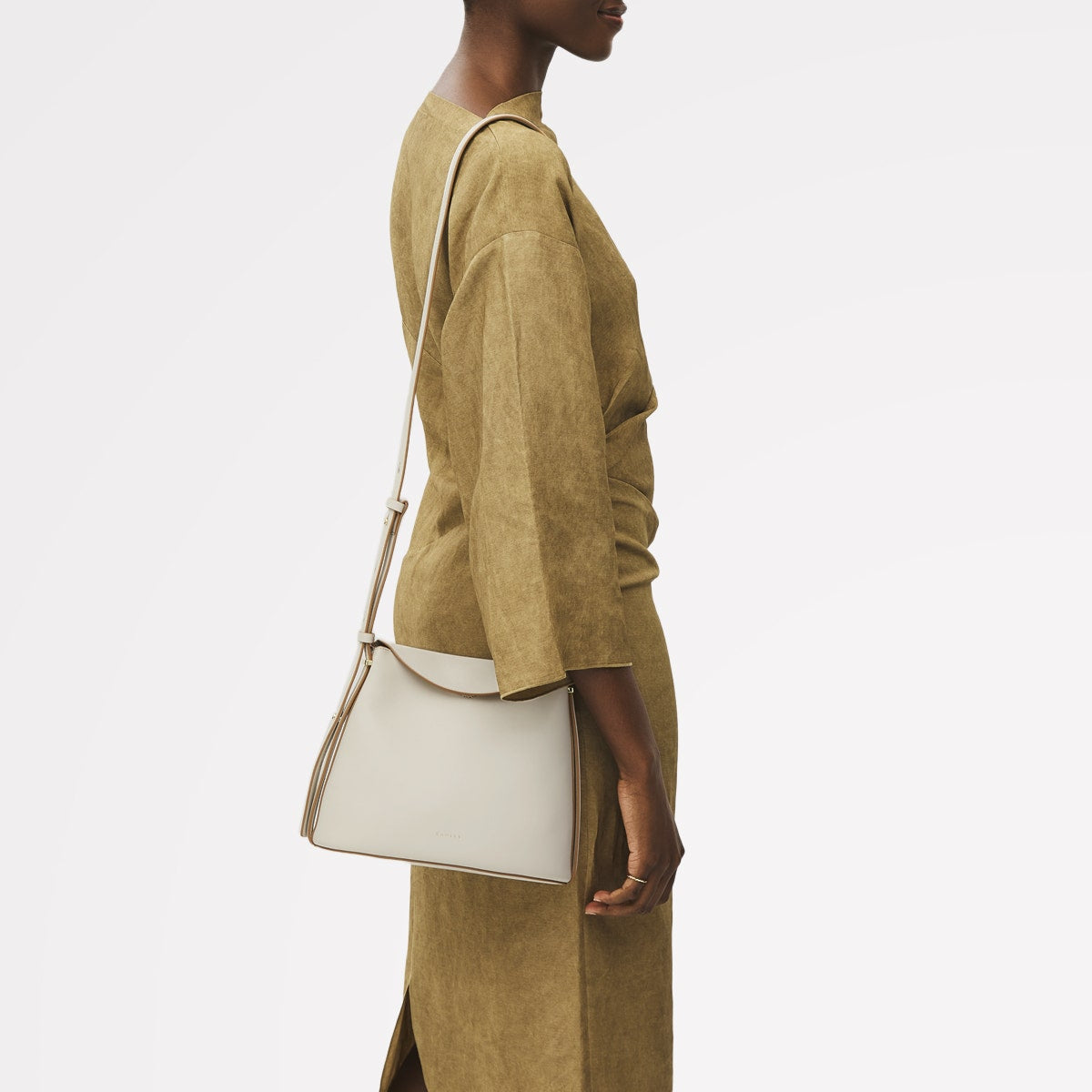 Lattimer Place Leather Small Flapover Cross Body Bag in Chalk - 111433