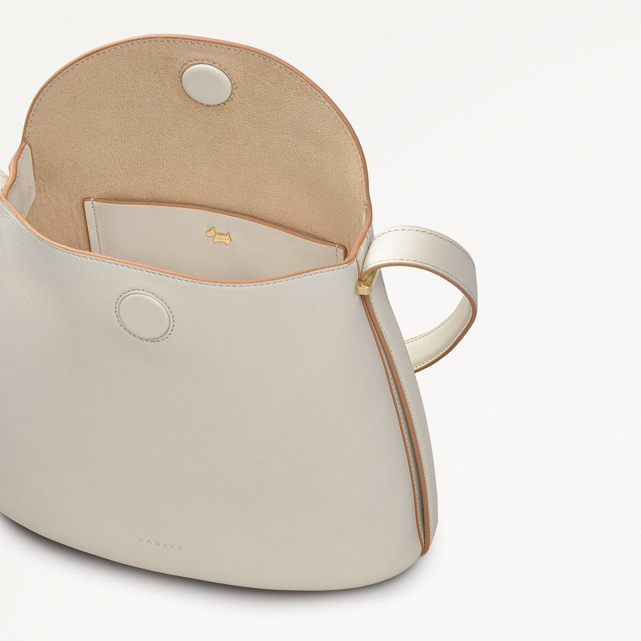 Lattimer Place Leather Small Flapover Cross Body Bag in Chalk - 111433