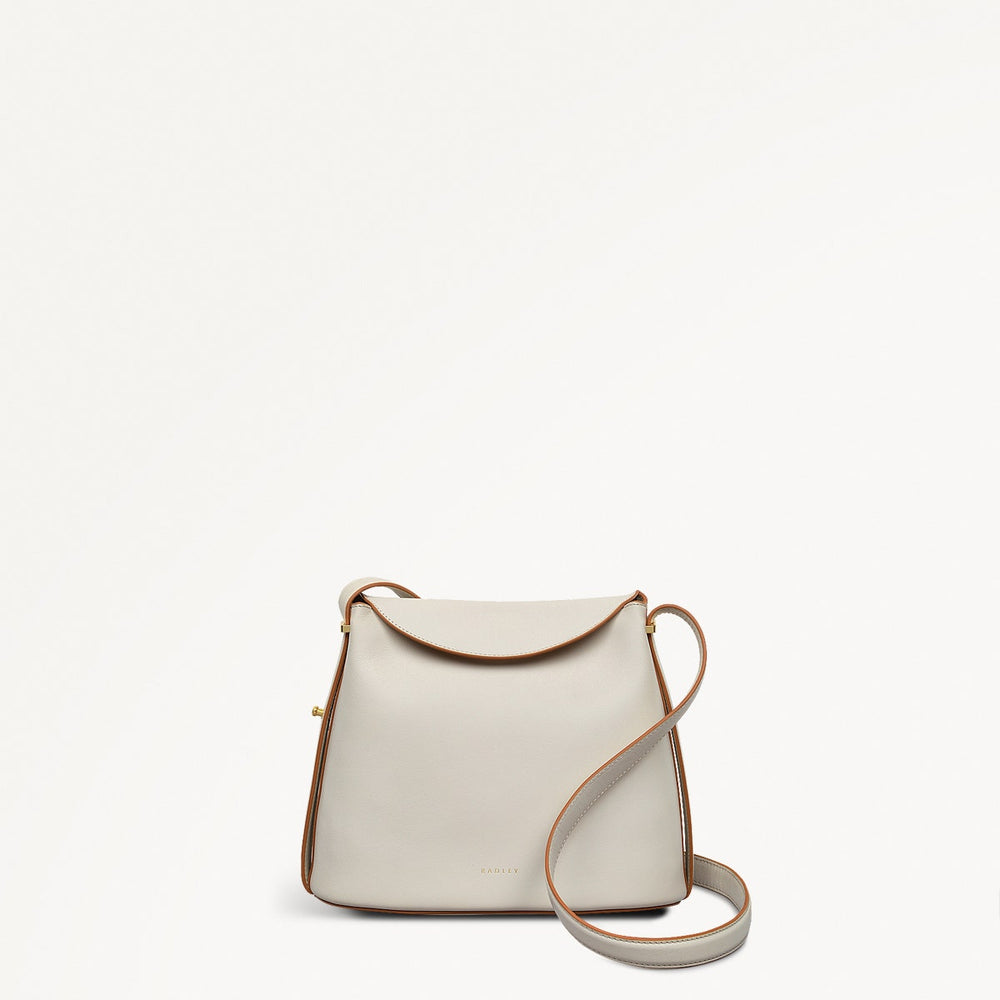 Lattimer Place Leather Small Flapover Cross Body Bag in Chalk - 111433