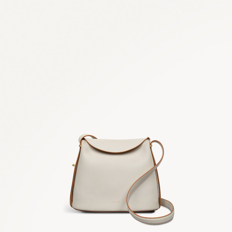 Lattimer Place Leather Small Flapover Cross Body Bag in Chalk - 111433